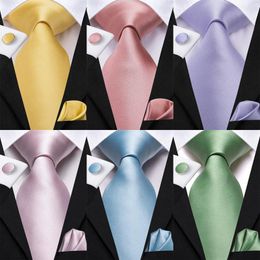 Bow Ties Hi-Tie Light Blue Solid Silk Wedding Tie For Men Fashion Design Handky Cufflink Mens Elegant Necktie Business Party Drop