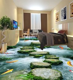 Stickers Large 3D Wall Stickers Stone Path To The Bathroom Floor Bathroom 3D Wall Mural Floor Decals Creative Design for Home Deco