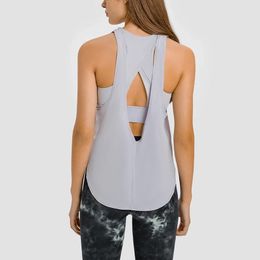 Womens Open Bank Yoga Tank Tops Built in Bra Fitness Top Gym Wear Summer Ice Feel Shock Proof Workout Sports Shirts 2 i 240407
