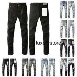 Purple Brand Jeans Troushers Designer masculino Jeans Jeans Straight LEIR LOW ROSE DESIGN RETRO RETROUSWATH SWARPANTS DENIM CARGA HIP PLANTS PRETO 197