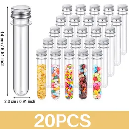 20Pcs 40ml Clear Test Tubes With Caps 140 X 23mm Plastic Storage For Gumball Plants Spices Candy Scientific Experiments