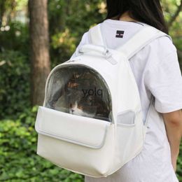 Cat Carriers Crates Houses Transparent and portable backpack for going out cat bag with large capacity pet breathable dog solid Colour H240407