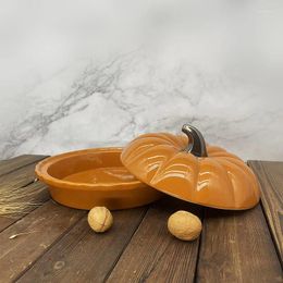 Bowls High Appearance Level Ceramic Pumpkin Double Ears Ramen Bowl With Cover Salad Children's Side Steamed Egg Stew Cup