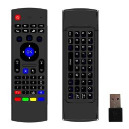 X8 Keyboard with Mic Voice Backlit 2.4Ghz Wireless MX3 QWERTY IR Learning Mode Fly Air Mouse Remote Control for PC Android TV Box MX3-M LL