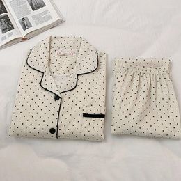 Women's Sleepwear Pyjamas Spring And Autumn Pure Cotton Gauze Cardigan Long Sleeve Cute Wave Dot Loose 2024 Home Clothes Suit