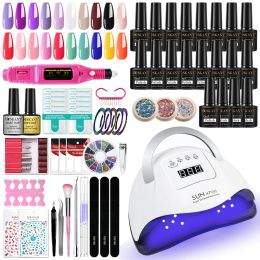 Dryers Nail Kit with Led Dryer Semipermanent Varnish Gel Nail Polish Set Electric Nail Drill Hine Nail Art Lamp Manicure Tools