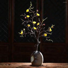 Decorative Flowers Peach Blossom Fan-shaped Winter Plum Fake Long Time Lasting Wire Wrapped With Plastics Artificial Flower Dining Table