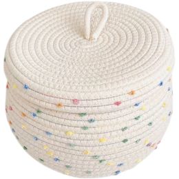 Baskets Rope Storage Basket Sundries Organizer Braided Blanket Baskets Small Bin Lid Toilet Paper Holder Cotton Snack