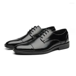 Dress Shoes Size 37-48 Leather Derby 2024 Suit Business Office Men Wedding Formal For Red Black Yellow Blue