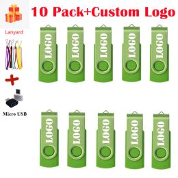 CPUs 10pcs/lot Rotable Usb Flash Drive 2.0 Pen Drives 64gb 32gb 16gb 8gb 4gb Pendrive Usb Memory Stick Free for Photography Gift