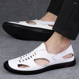 Casual Shoes Brand 2024 Summer Men Sandals Leisure Beach High Quality Genuine Leather Fashion Men's