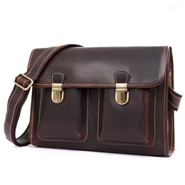 Bag J.M.D Real Leather Men's Retro Double Buckle Three-dimensional Handbags Shoulder Messenger IPAD Briefcase
