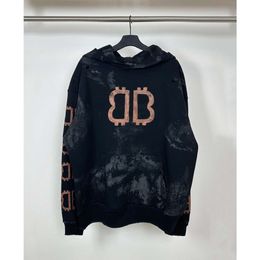 designer hoodie balencigs Fashion Hoodies Hoody Mens Sweaters High Quality version mud made old handpainted double B hooded with wornout holes craftsma EDWQ OG5A
