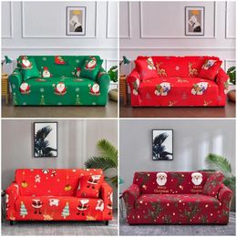 Chair Covers Christmas Sofa Cover For Living Room Elastic Spandex L Shape Sectional Couch Slipcovers Home Decor Xmas Santa Clause