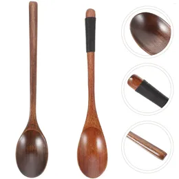 Coffee Scoops 2 Pcs Wooden Spoon Small Scoop Tiny Spoons Concentrate Polyester For Bar