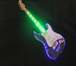 Factory Whole Acrylic Glass Electric Guitar with Colourful LED LightsSSS Pickupsoffering Customised services1938944