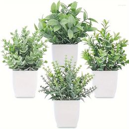 Decorative Flowers 1/4pcs Artificial Plants With Pot Plant For Decoration Table Desktop Living Room Decor Green Plastic Bonsai Lavender