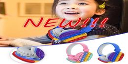 New HeadMounted Cute Rainbow Bluetooth Fidget Toy Stereo Headset Push it Bubble Sensory Simple Dimple Antistress Whole 5914892040