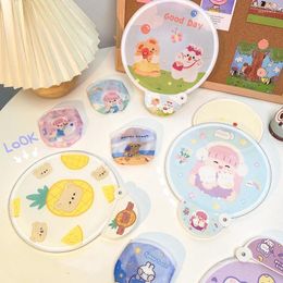 Decorative Figurines Portable Folding Fan Circular Gift Cool Summer Hand Creative Party Handleless Cloth Mini Small