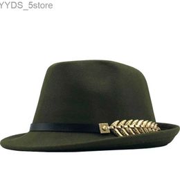 Wide Brim Hats Bucket Simple Wool Womens Fedora Winter Hat Elegant Gangster Trilby Felt Homburg Church Jazz 55-58CM Adjustable yq240407