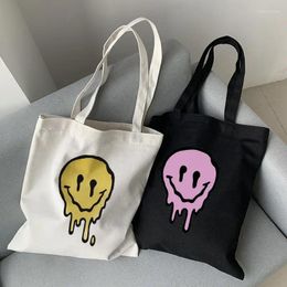 Evening Bags Gothic Smile Women Large Capacity Harajuku Cartoon Vintage Hip Hop Shopping Bag Canvas Funny Women's Shoulder