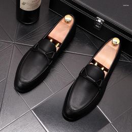 Casual Shoes Korean Style Men Business Wedding Formal Dresses Cow Leather Breathable Slip-on Driving Shoe Gentleman Black Loafer