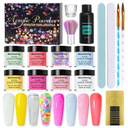 Kits 16PCS Set For Building Acrylic Gel DIY Nail Extension Kit With Holographic Powder Acrylic Liquid Manicure Design Nail Art Decor