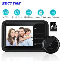 Doorbell Sectyme Smart Peephole Doorbell Camera 2.4 Inch Auto Record Electronic Ring IR Night Vision Video Doorbell Home Peephole Viewer
