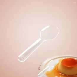Disposable Flatware 100pcs Plastic Spoon Transparent Mini Spoons Dessert Ice Cream Appetiser Cutlery