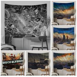 Tapestries Disco Elysium Hanging Bohemian Tapestry Art Science Fiction Room Home Decor Blanket