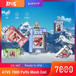 ATVS Warship box 7000 puff puffs Disposable E cigarette puff vape pen 7k 7ml Mesh coil prefilled juice Vapes mesh coil vaper