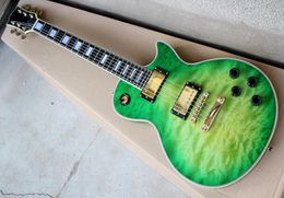 Factory Custom Green Electric Guitar With Rosewood FretboardClouds Maple VeneerGold HardwareCan be customized1907048