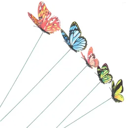 Decorative Flowers 5 Pcs Plug Butterfly Set Sunflower Decor Fake Butterflies Giant Yard Ornaments Pvc Garden Stakes