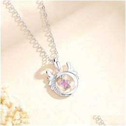 Pendant Necklaces Chinese Style Pink Star Necklace For Girls New Valentines Day Gift Drop Delivery Jewellery Pendants Dhsk5