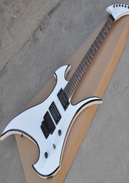 Factory Custom White Unusual Shanped Electric Guitar with Rosewood Fingerboard Tremolo System offering customized services6298452