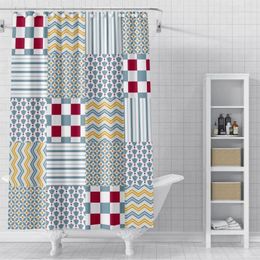 Shower Curtains Simple Irregular Geometric Pattern Printing Dry Wet Separation Curtain Fabric Hook Home Decoration