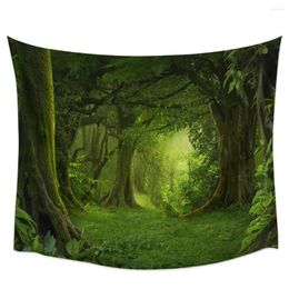 Tapestries Mysterious Woods Green Forest Hippie Tapestry Fabric Wall Hanging Beach Room Decor Cloth Carpet Yoga Mats Sheet Sofa Blanket