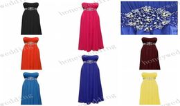 Bridesmaid Dresses Cheap 14 Colours Beads Sash Chiffon Bridesmaids Dresses Royal Blue Coral Purple Wedding Fromal Dresses4476359