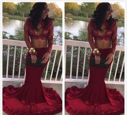 2019 Black Girls Two Pieces Prom Dress Sheer High Neck Long Formal Pageant Holidays Wear Graduation Evening Party Gown Custom Made8195391