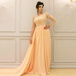 Dresses One Shoulder Prom Dresses Lace Beaded 2019 Chiffon Custom Made Party Gowns Gown Fast Long Dresses Court Train Party