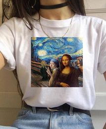 New Spoof Mona Lisa T Shirt Women Casual Funny Cartoon Print Kawaii Fashion T Shirts Summer Short Sleeve Top Tees Female3089592