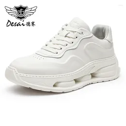 Casual Shoes DESAI Men Thick Bottom Sneakers Walking For Cowboy Full Grain Leather Breathable 2024