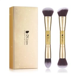 DUcare 2Pcs Makeup Brushes Duo End Face Brush For Foundation Powder Buffer and Contour Eyeshadow Synthetic Cosmetic Tools 240403