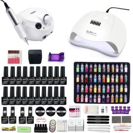 Guns 10&20 Colour Gel Varnish Nail Set with 120w Uv Led Nail Lamp and 35000 Rpm & 20000 Rpm Nail Drill Hine for Nail Art Set