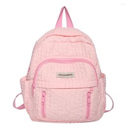 Backpack Students Bag Solid Color Nylon School Handbag Multi-Pocket Folds Lightweight Scratch Resistant Adjustable Holiday Gifts