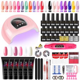 Dresses Poly Nail Gel Set for Nail Extensions Gel Nail Polish Set Quick Building Polygels Set with Led Nail Dryer Manicure Set Kit