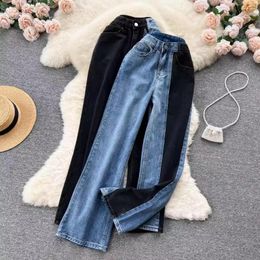 Women's Jeans Fashion Patchwork Straight For Women Spring Autumn High Waist Wide Leg Trousers Mujer Denim Pants
