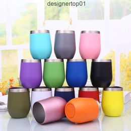 Stanleliness 12oz Wine Tumbler 25 Styles Egg Shaped Cup Insulated Stainless Steel Glass Double Wall Beer Coffee Mug G8FD