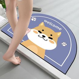 Bath Mats Rug Half Round Absorbent Entrance Doormat Anti-Slip Washable Carpets For Bedroom Kitchen Door Printed