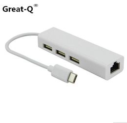 GreatQ USB 31 Type C USBC Multiple 3 Port Hub rj45 Ethernet Network LAN Adapter adaptador Cable For Macbook amp Chromebook5316422
